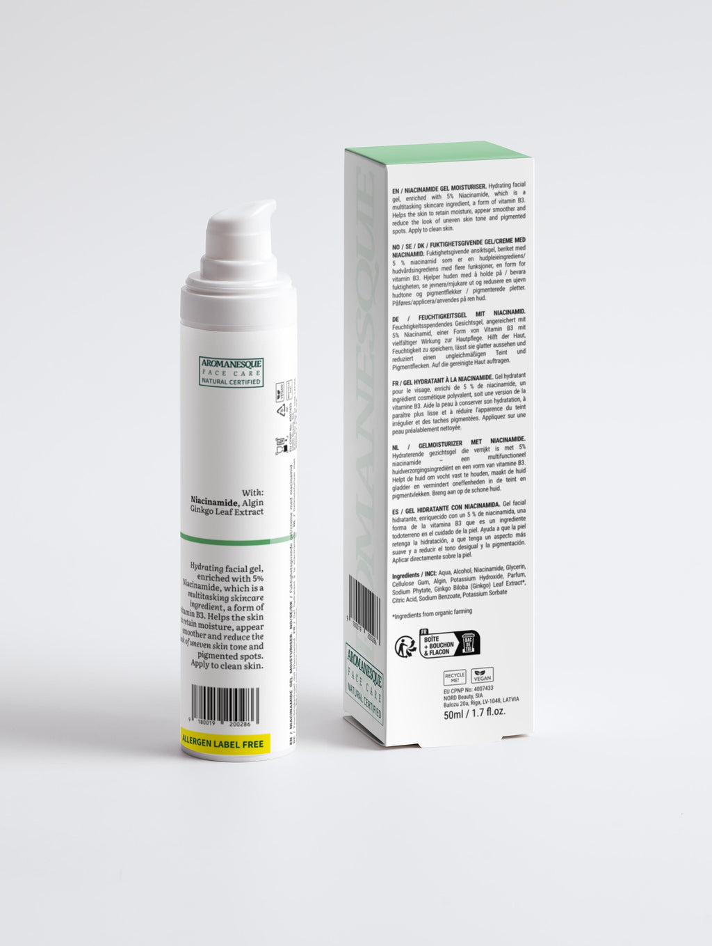 Aromanesque Żelowy krem nawilżający do twarzy z 5% niacynamidem
