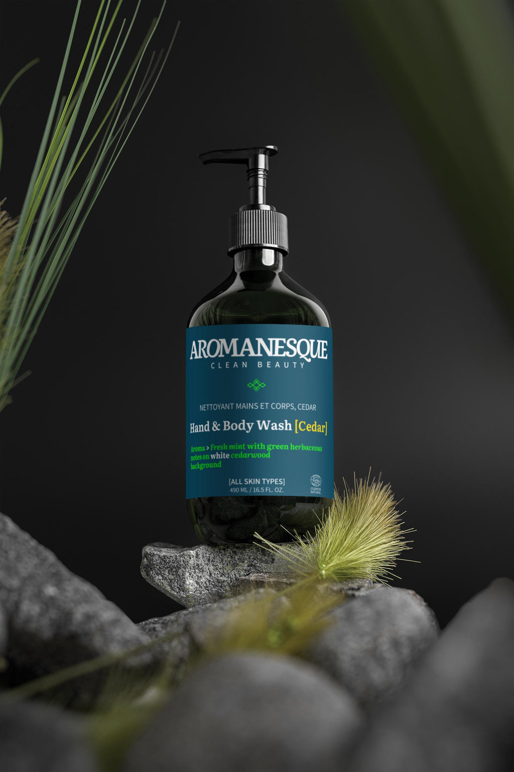 Jabón de Manos y Cuerpo Aromanesque, Menta y Cedro Oscuro