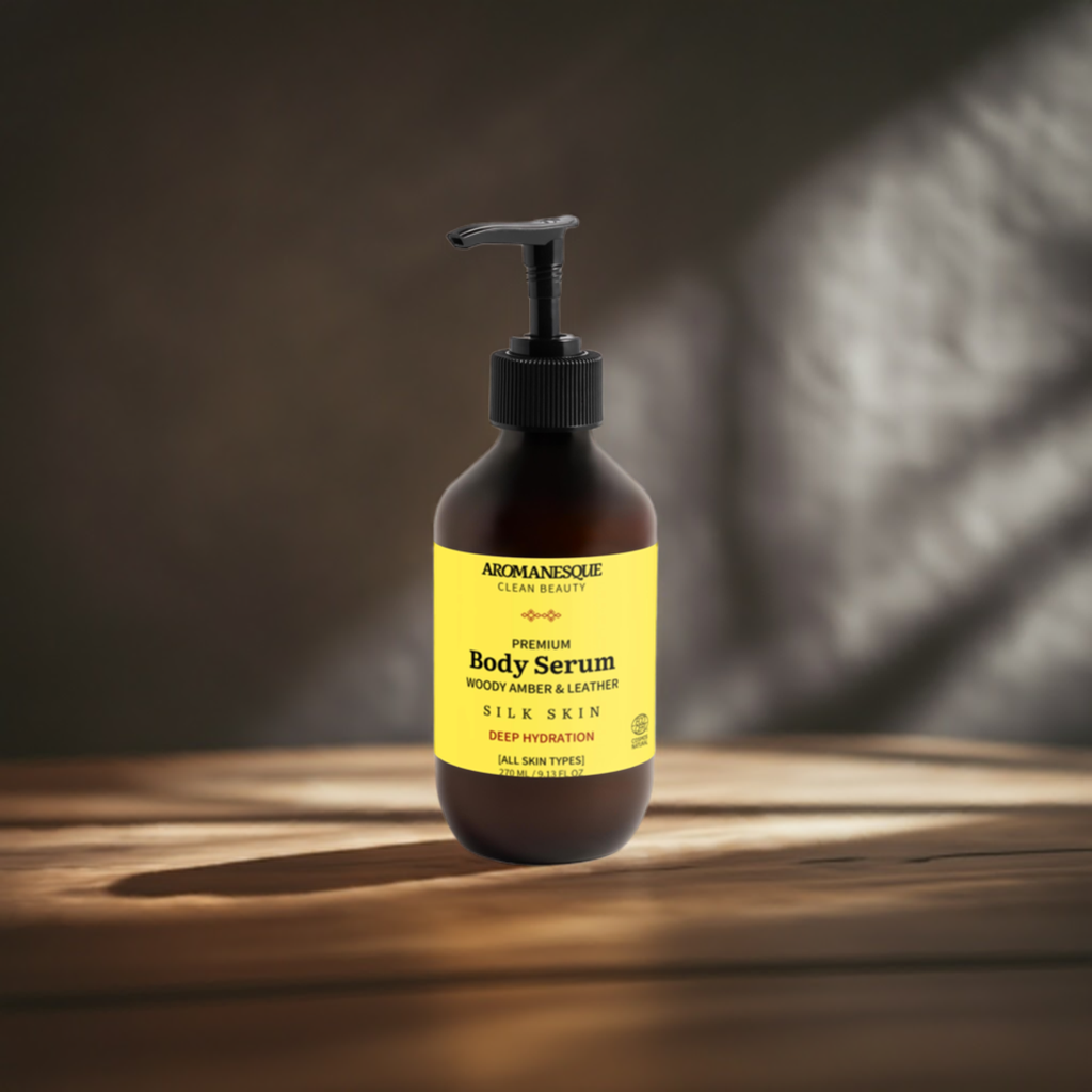 Sérum pour le corps de qualité supérieure, boisé ambré & cuir 