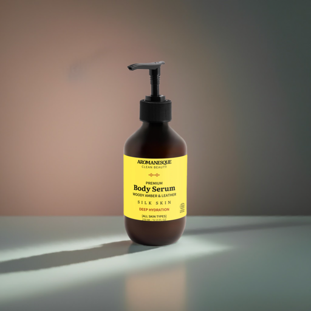 Sérum pour le corps de qualité supérieure, boisé ambré & cuir 